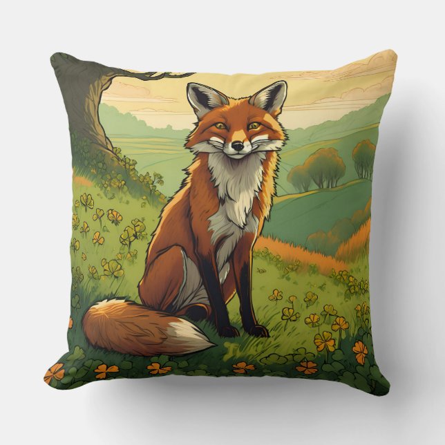 Cojín Decorativo Fox en los Shamrock (Anverso)
