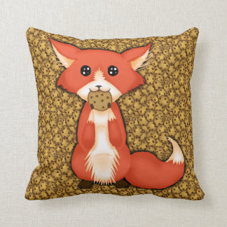 Cojín Decorativo Fox observado grande lindo que come una galleta