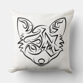 Cojín Decorativo Fox tribal negra y blanca