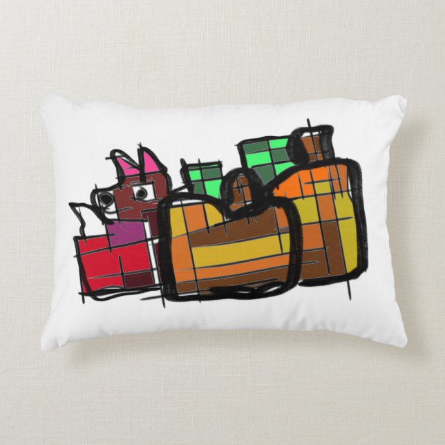 Cojín Decorativo Fox y calabazas (Anverso)