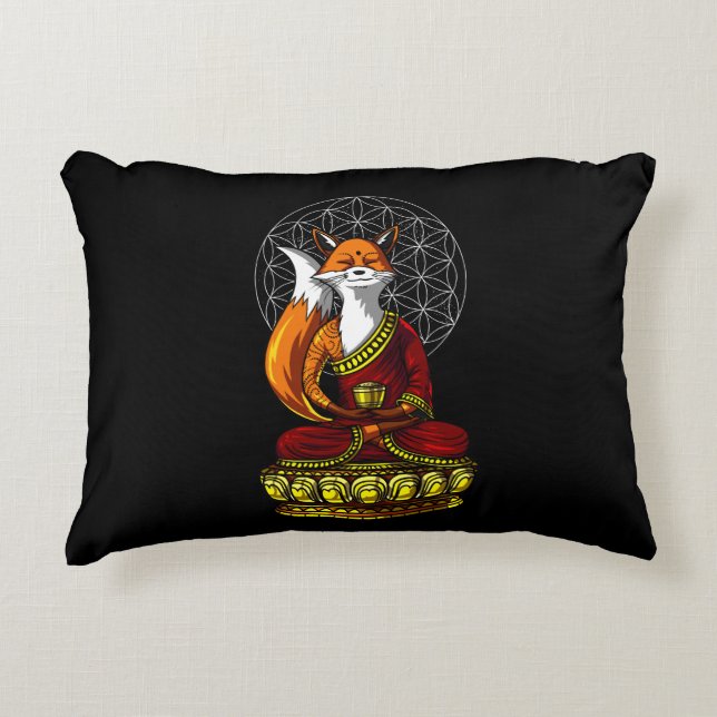 Cojín Decorativo Fox Yoga Zen Meditación Buda Animal (Anverso)