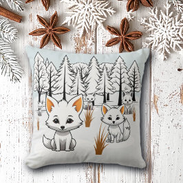 Cojín Decorativo Foxes Árticos - Paisaje invernal