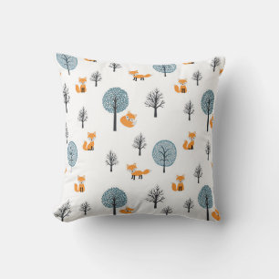 Cojín Decorativo Foxes Forestales: fondo blanco vintage