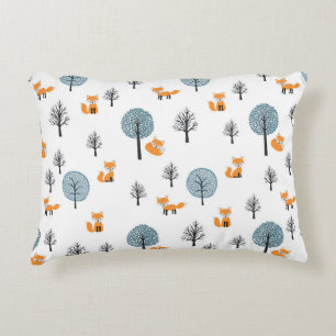 Cojín Decorativo Foxes Forestales: fondo blanco vintage