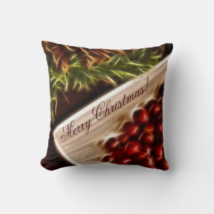Cojín Decorativo Fractal Cranberry Navidades con Personalizable Tex