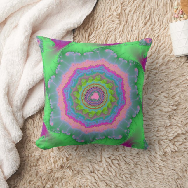 Cojín Decorativo Fractal de moda y verde (Manta)