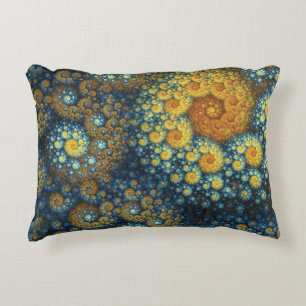 Cojín Decorativo fractal espiral orgánico azul de "a.lone"