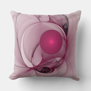 Cojín Decorativo Fractal Sway, Arte abstracto moderno rosa de bayas