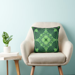 Cojín Decorativo Fractal Verde Día de San Patricio Trébol de la Sue