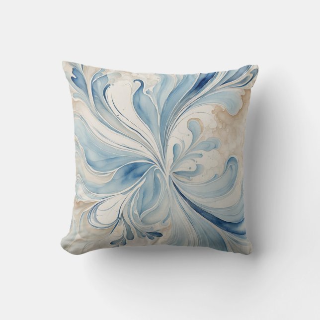 Cojín Decorativo Fractales azules (Anverso)