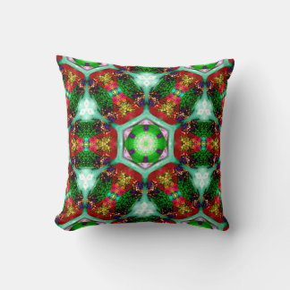 Cojín Decorativo ~ Fractales Navideños Brillantes Retro ~