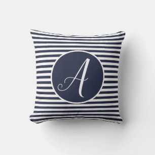 Cojín Decorativo Fragmento blanco Monograma Letra Stripes Cushira