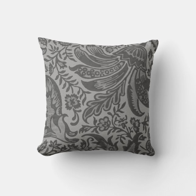 Cojín Decorativo Fragmento floral gris moderno (Anverso)