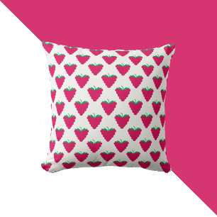 Cojín Decorativo Frambuesa Rosa Patrón de Frutas