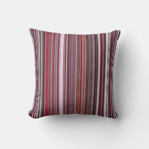 Cojín Decorativo Frambuesa Salvaje Rojo, Rosa y Burgundy a Rayas