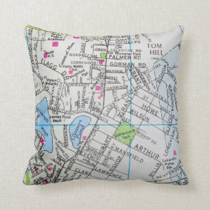 Cojín Decorativo FRAMINGHAM, mapa del vintage de las MAMÁES