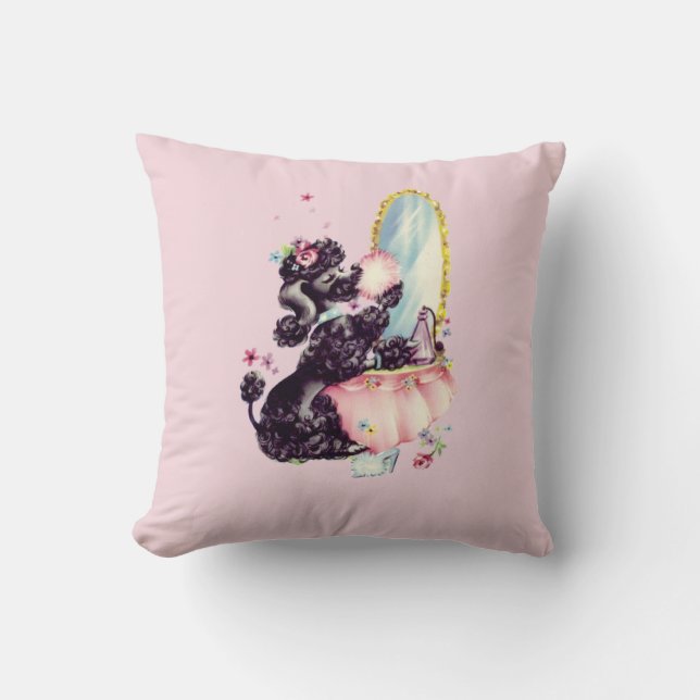 Cojín decorativo francés negro del caniche del (Anverso)