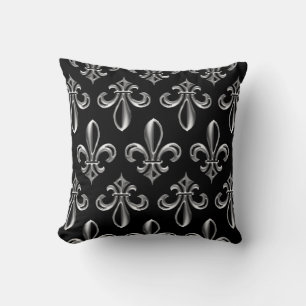 Cojín decorativo francés Silver Fleur de Lis