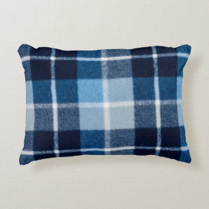 Cojín Decorativo Franela a Cuadros Azul Blanco Acogedor