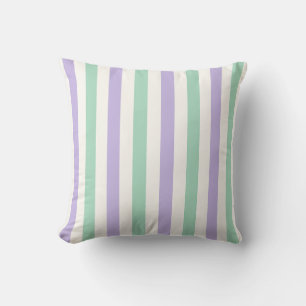Cojín Decorativo Franela a rayas de lavanda, verde menta y blanco p