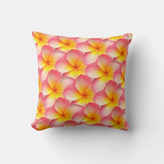 Cojín Decorativo Frangipani Flores de Plumeria (Anverso)