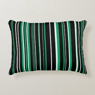 Cojín Decorativo Frania de código de barras negra, verde trébol y b