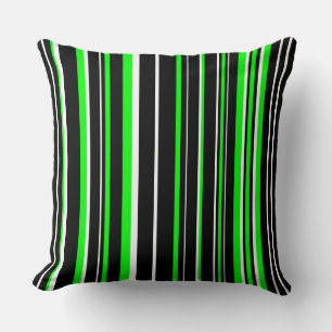 Cojín Decorativo Frania negra, verde lima y blanca de código de bar