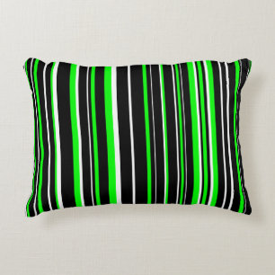 Cojín Decorativo Frania negra, verde lima y blanca de código de bar