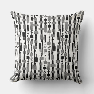 Cojín Decorativo Franja abstracta - negro sobre blanco
