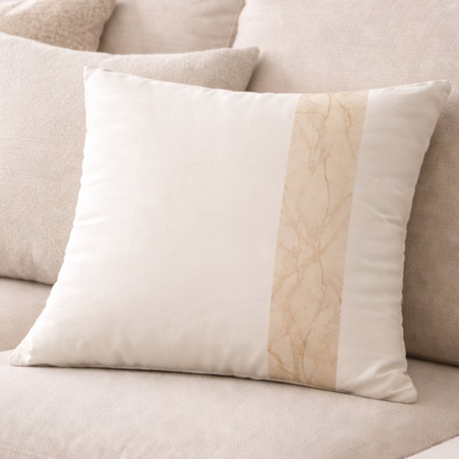 Cojín Decorativo Franja de mármol silenciosa (Soft marble meets ivory space for calm rooms with structure)