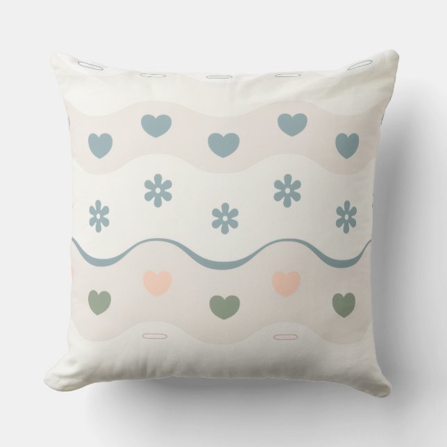 Cojín Decorativo Franja de prado corazón retro (Anverso)