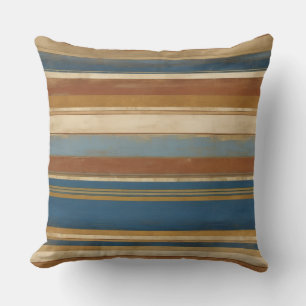 Cojín Decorativo franjas beige y bronce de azules dorados