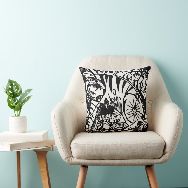 Cojín Decorativo Franz Marc's Expressionist Tiger Throw Pillow (Silla)