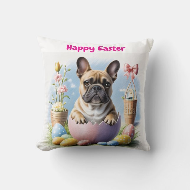 Cojín Decorativo Französische Bulldogge Frohe Ostern French Bulldog (Anverso)