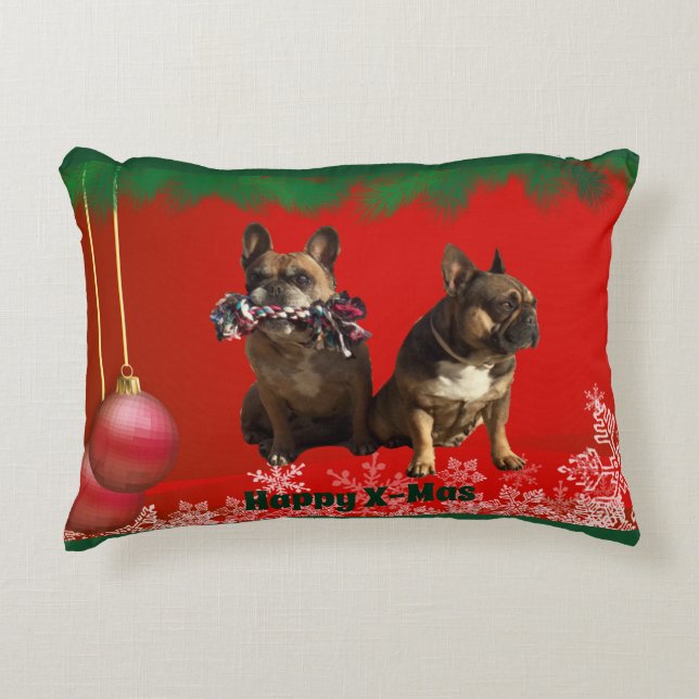 Cojín Decorativo Französische Bulldogge Frohe Weihnachten Bulldog (Anverso)