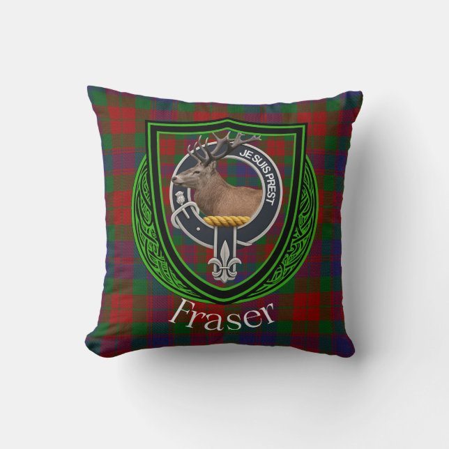 Cojín Decorativo Fraser Scottish Clan Tartan & Crest (Anverso)