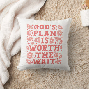 Cojín Decorativo Frases de chica cristiana plan de dios rosado esté