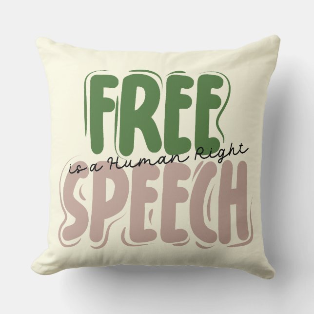 Cojín Decorativo Free Speech Is a Human Right Throw Pillow (Anverso)