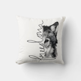 Cojín Decorativo Freedom Wolf Minimal Line Art -