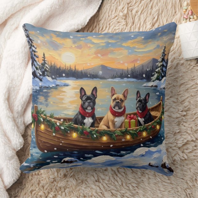 Cojín Decorativo French Bulldog Christmas Boat Holiday (Manta)