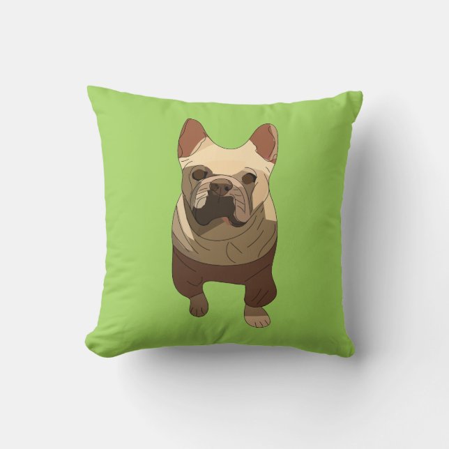 Cojín Decorativo French Bulldog, Lime Green (Anverso)
