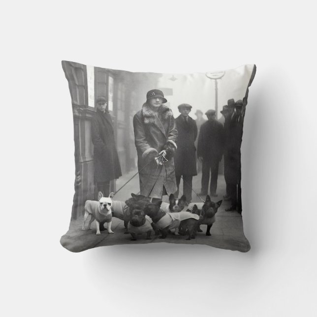 Cojín Decorativo French Bulldogs Dog Walker Throw Pillow (Anverso)