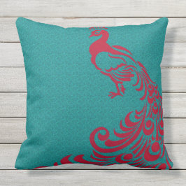 Cojín Decorativo French-Country-Red_Peacocks-Outdoor-Indoor