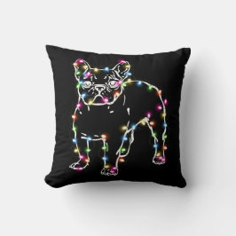 Cojín Decorativo Frenchie con Navidades enciende Feliz Navidad