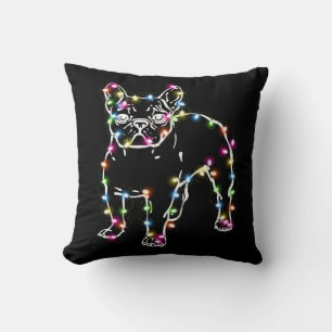 Cojín Decorativo Frenchie con Navidades enciende Feliz Navidad