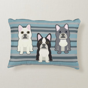 Cojín Decorativo Frenchies a Rayas Azules