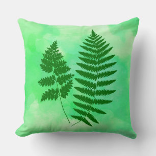 Cojín Decorativo FRENTE, verde sobre fondo acuarela