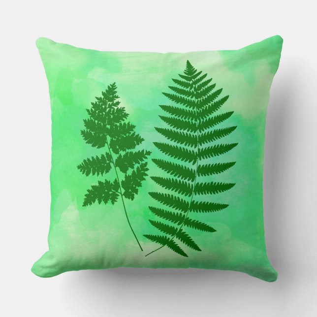Cojín Decorativo FRENTE, verde sobre fondo acuarela (Anverso)