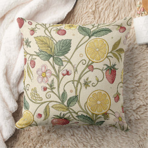 Cojín Decorativo Fresa de verano y frutas cítricas sobre crema cáli