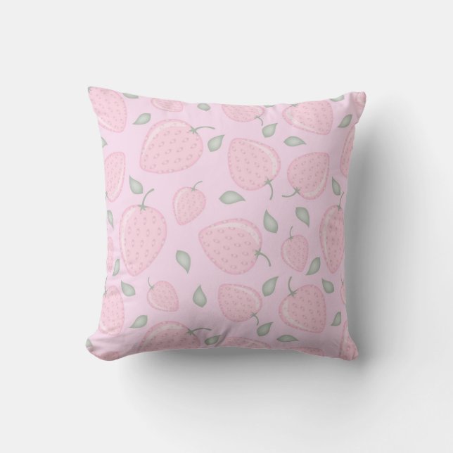 Cojín Decorativo Fresa estética rosa baya (Anverso)